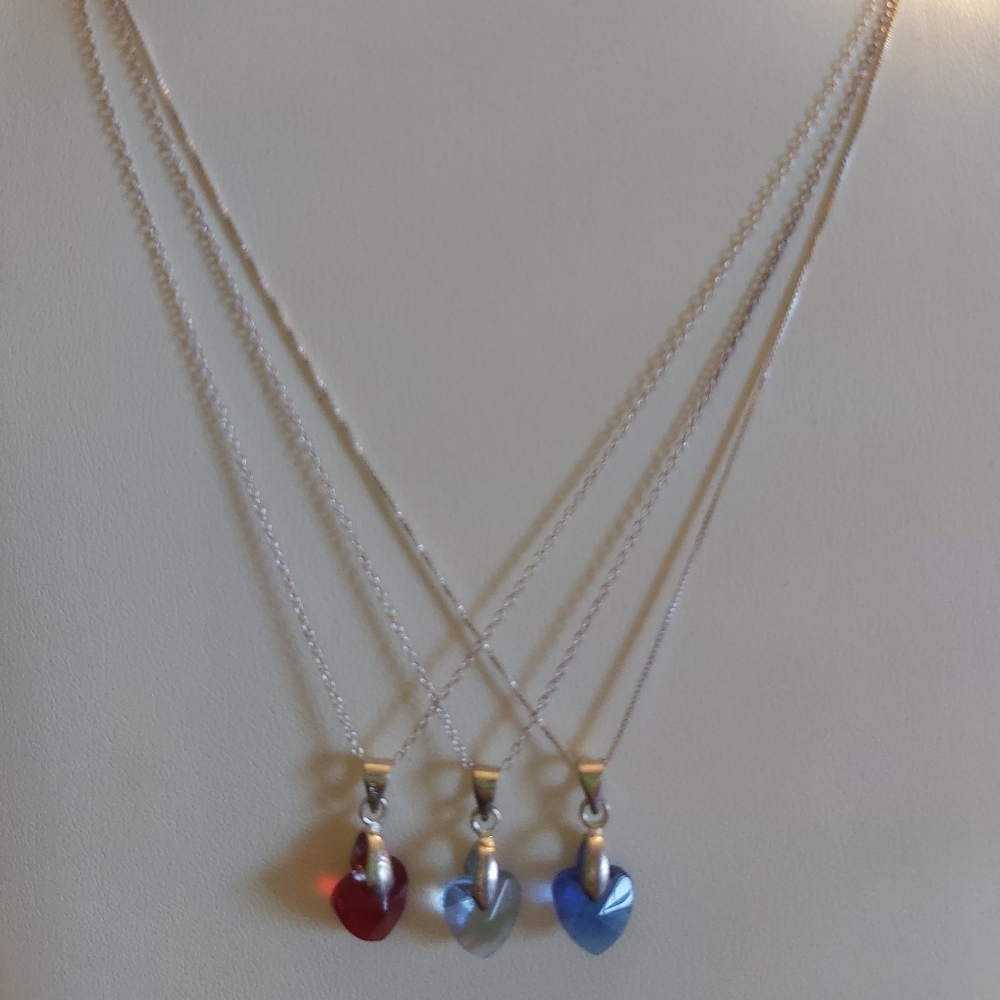 3 Heart Children Necklace 925 SS